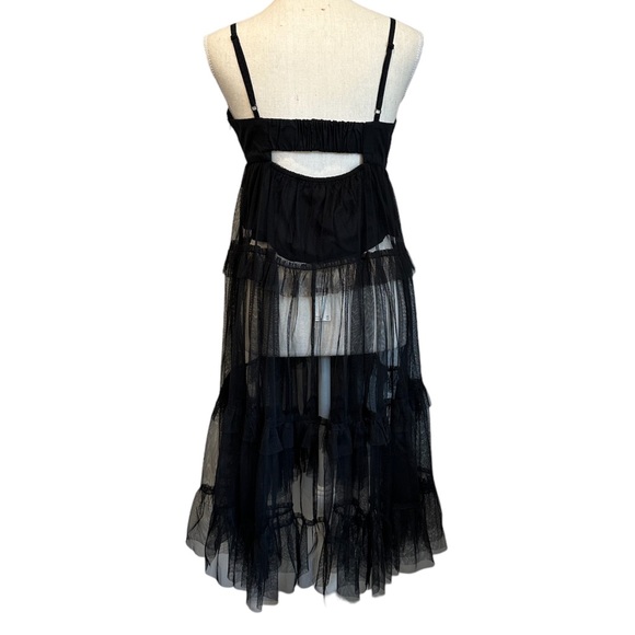 Anthropologie Maeve Tiered Tulle Tunic Blouse Black NWT Women’s Size X-Small - Picture 7 of 13